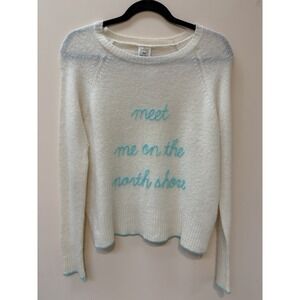 Golden Sun Cashmere Sweater Womens S/M White Meet Me On The North Shore Graphic‎